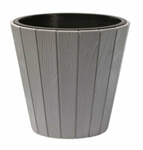 WOODE virágcserép + betét szürke kő 29,9 cm